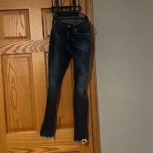 AG blue skinny jeans with frayed hem